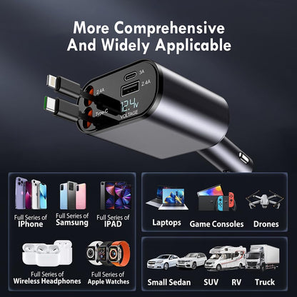 ZapDrive™ 4 in 1 Retractable Universal Car Charger