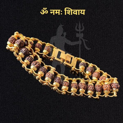 Modern Gold-Plated Rudraksha Bracelet