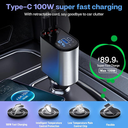 ZapDrive™ 4 in 1 Retractable Universal Car Charger