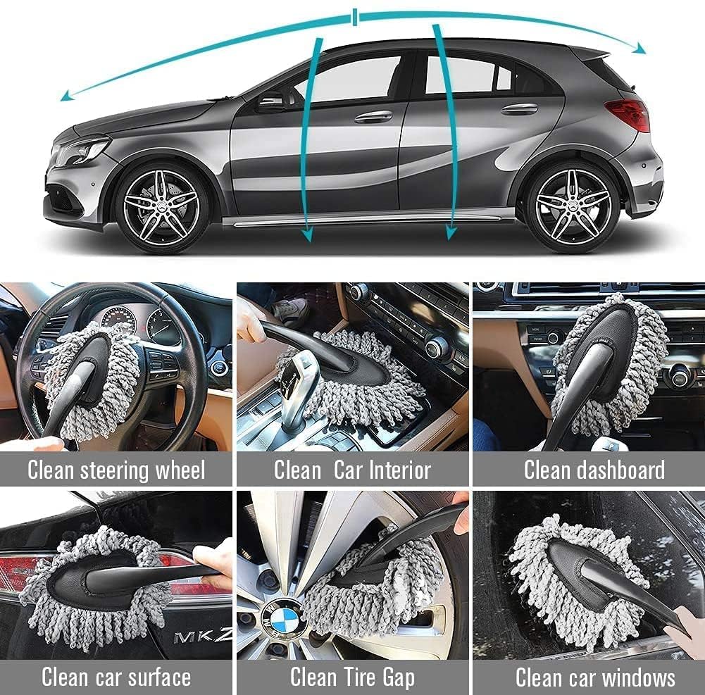 5 Pcs Microfiber Car Duster Kit - Interior & Exterior Detailing Brush Set