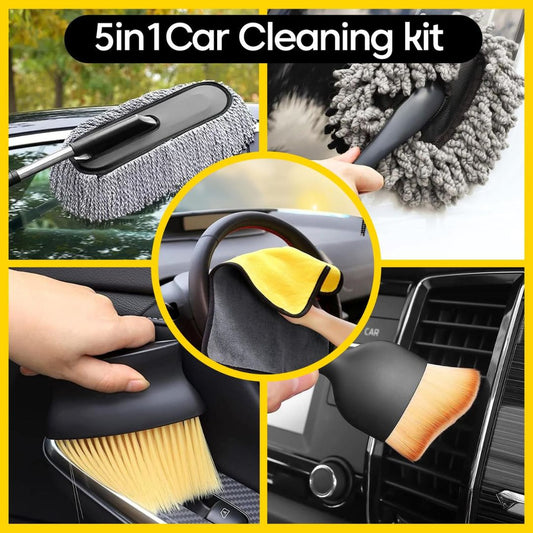 5 Pcs Microfiber Car Duster Kit - Interior & Exterior Detailing Brush Set