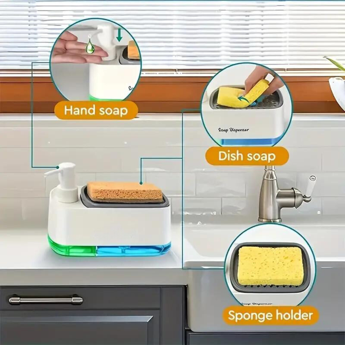 3-in-1 Dish & Handwash Soap Dispenser