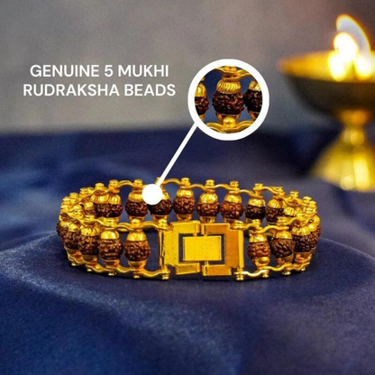 Modern Gold-Plated Rudraksha Bracelet